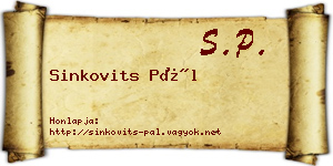 Sinkovits Pál névjegykártya