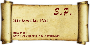 Sinkovits Pál névjegykártya