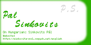 pal sinkovits business card